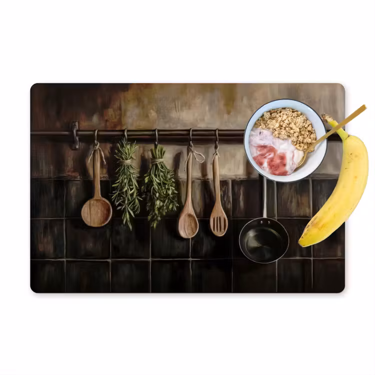 Placemat vinyl - Keukengerei - Rustiek - Tegels - Kruiden — 1