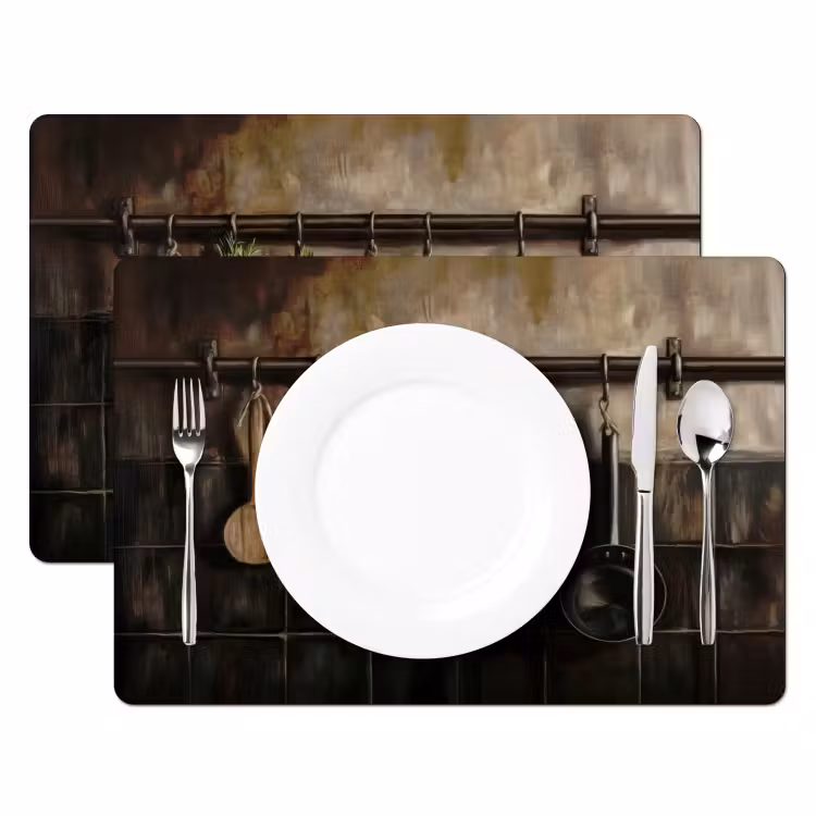 Placemat vinyl - Keukengerei - Rustiek - Tegels - Kruiden — 2