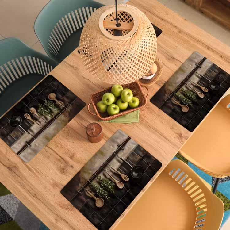 Placemat vinyl - Keukengerei - Rustiek - Tegels - Kruiden — 3