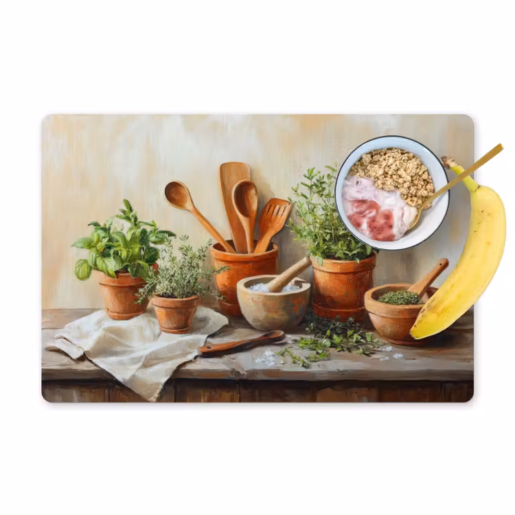 Placemat vinyl - Potten - Kruiden - Hout — 1