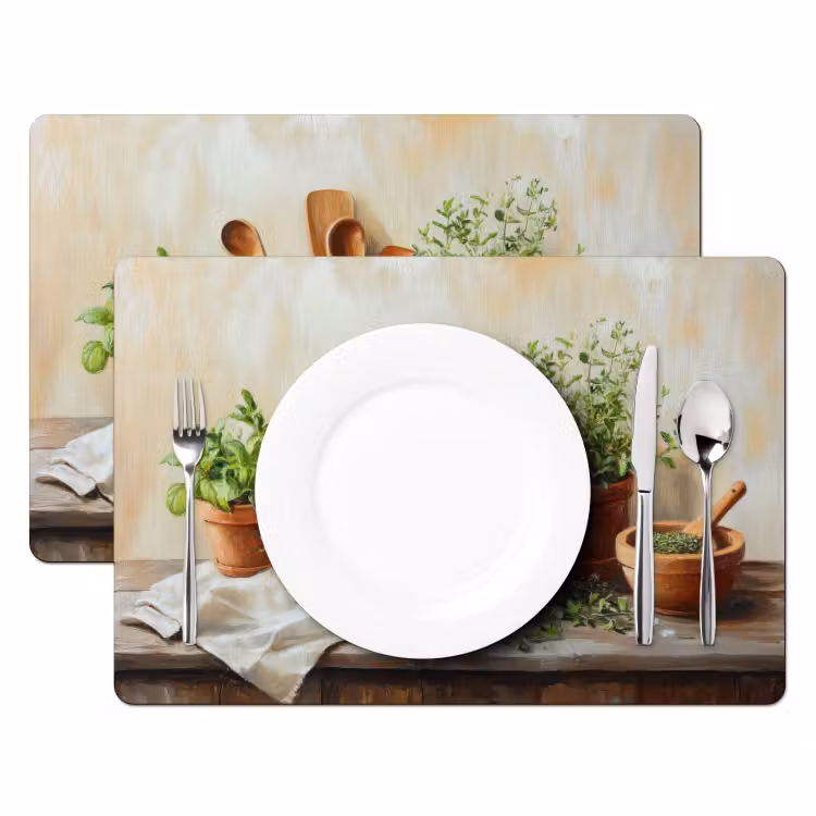 Placemat vinyl - Potten - Kruiden - Hout — 2
