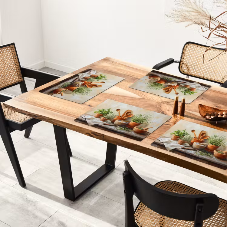 Placemat vinyl - Potten - Kruiden - Hout — 4