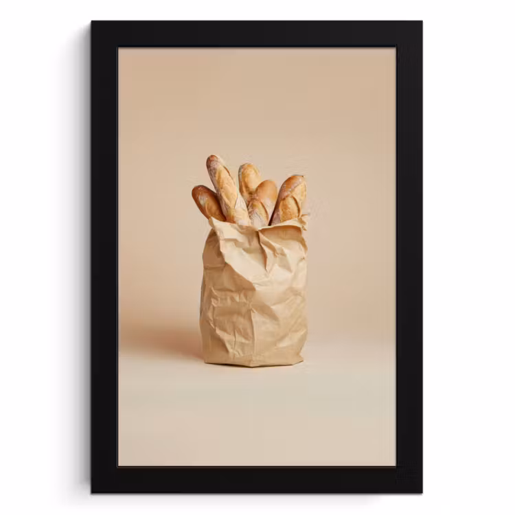 Poster met lijst - Baguette - Brood - Stokbrood - Beige — 1
