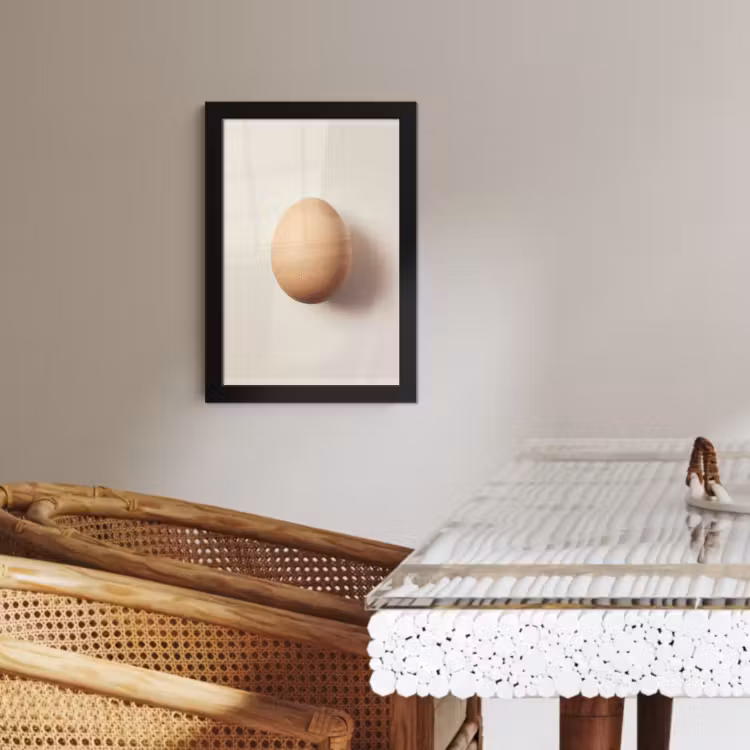 Poster met lijst - Ei - Beige - Ovaal - Egaal — 3