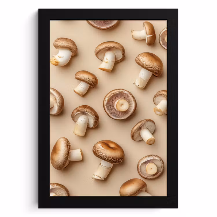 Poster met lijst - Kastanje Champignons - Beige — 1