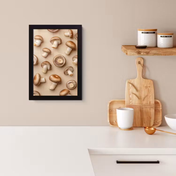 Poster met lijst - Kastanje Champignons - Beige — 2