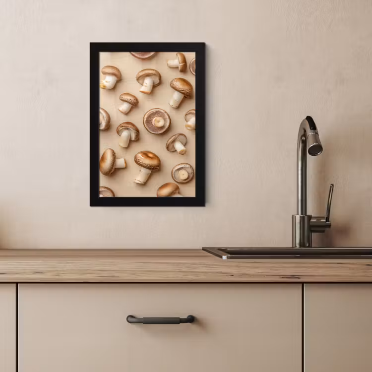 Poster met lijst - Kastanje Champignons - Beige — 4