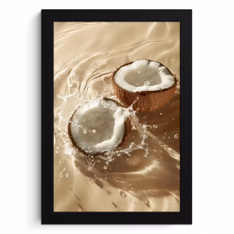 Poster met lijst - Kokosnoot - Water - Beige - Spetters — 1