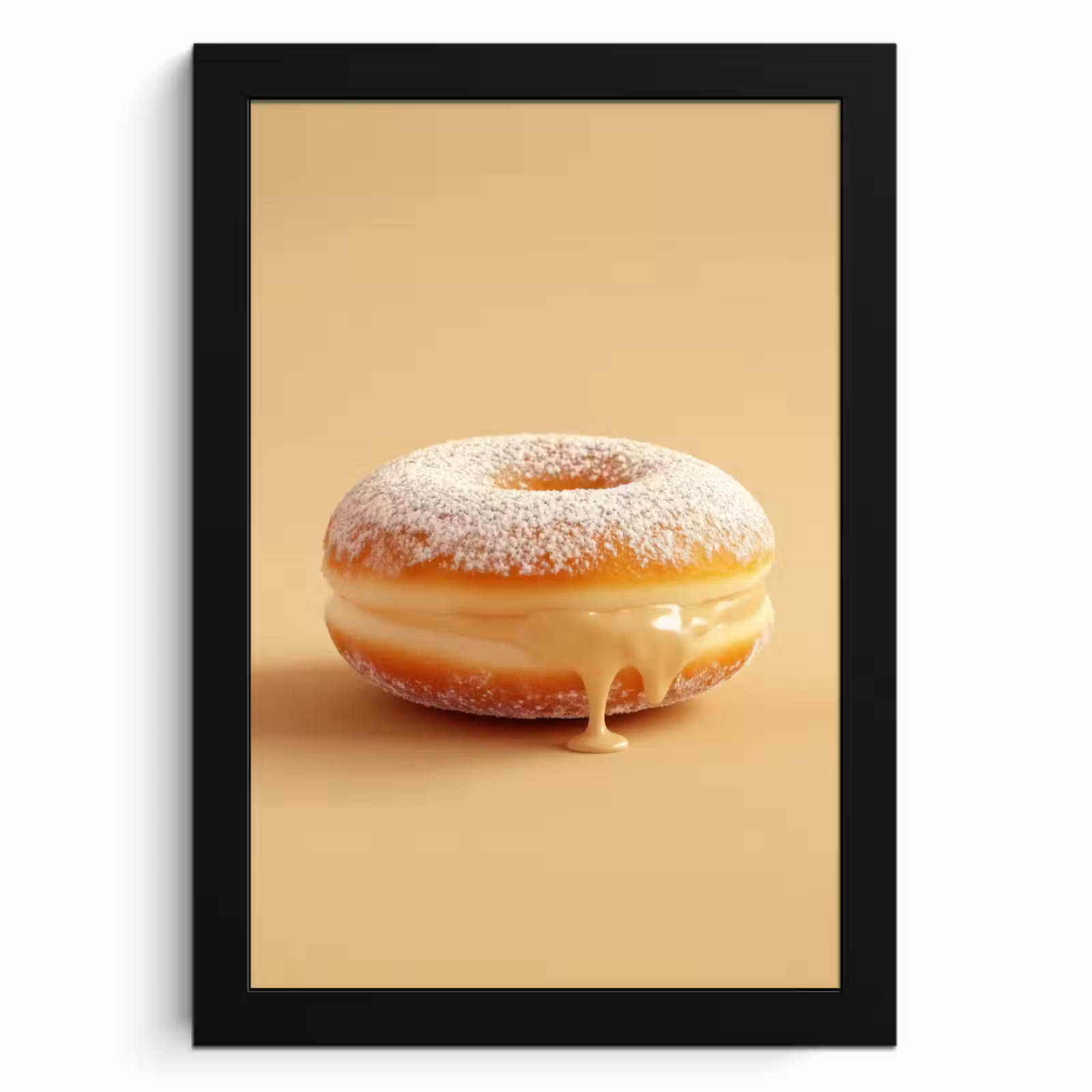 Poster met lijst - Donut - Romig - Poedersuiker - Beige — 1