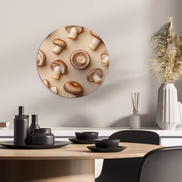 Muurcirkel - Kastanje Champignons - Beige — 1