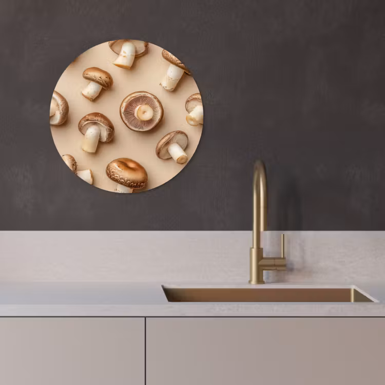 Muurcirkel - Kastanje Champignons - Beige — 2