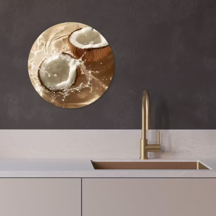 Muurcirkel - Kokosnoot - Water - Beige - Spetters — 1