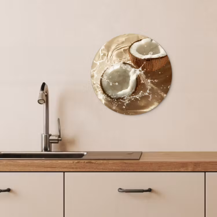 Muurcirkel - Kokosnoot - Water - Beige - Spetters — 3