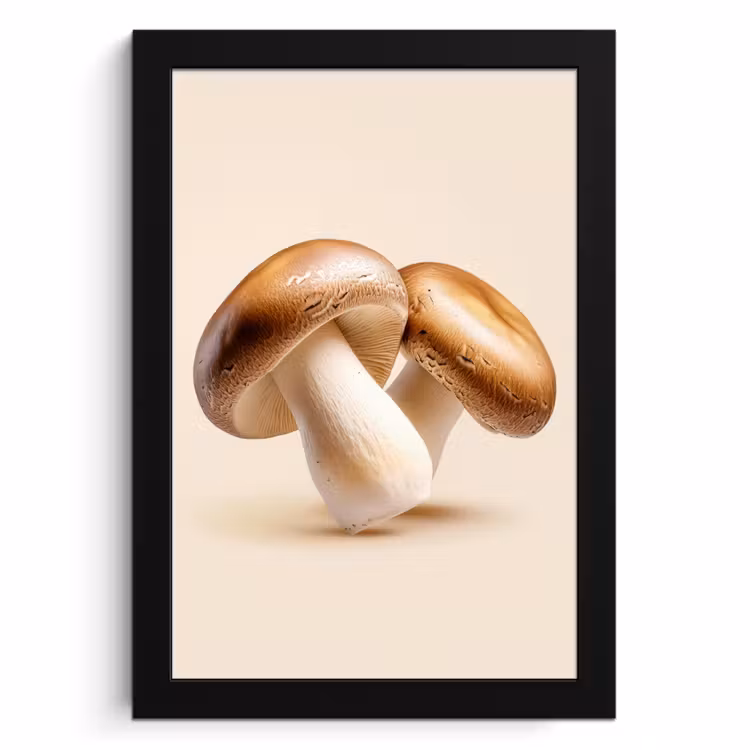 Poster met lijst - Champignons - Zacht - Beige — 1