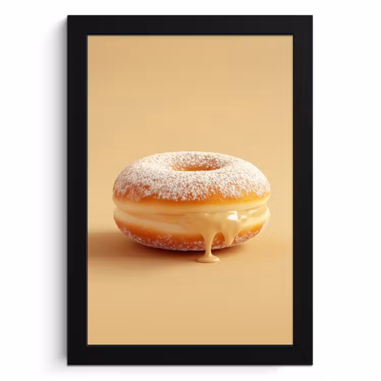 Poster met lijst - Donut - Romig - Poedersuiker - Beige — 1
