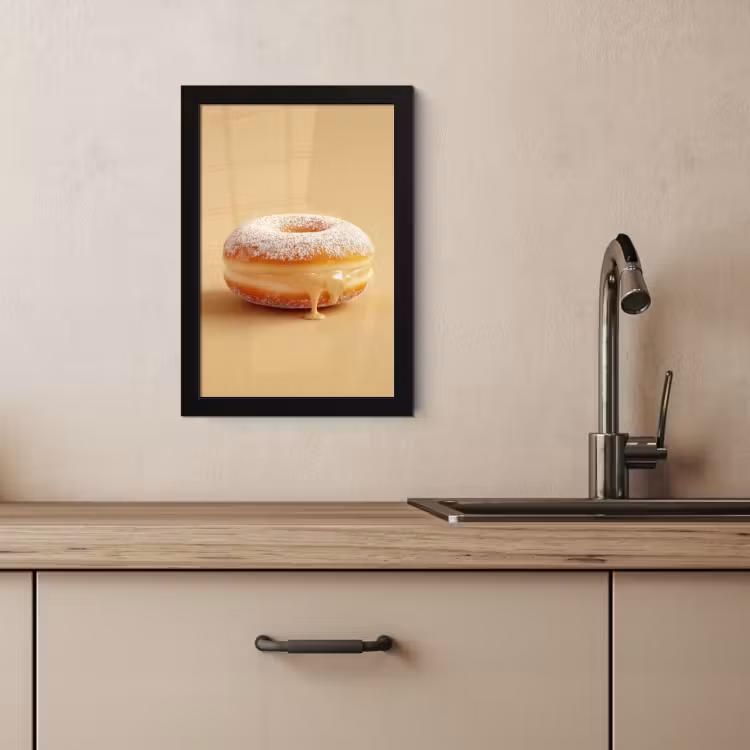 Poster met lijst - Donut - Romig - Poedersuiker - Beige — 2