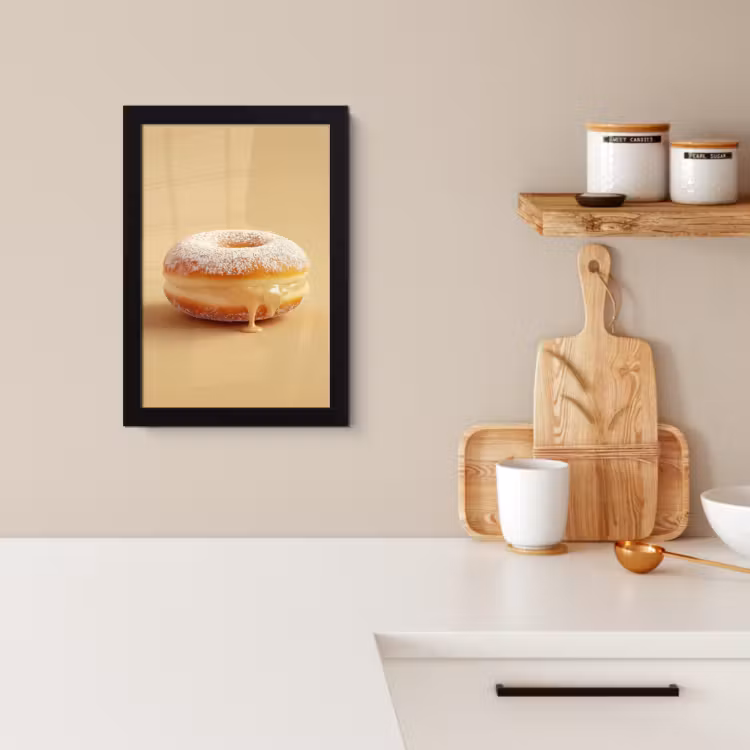 Poster met lijst - Donut - Romig - Poedersuiker - Beige — 3