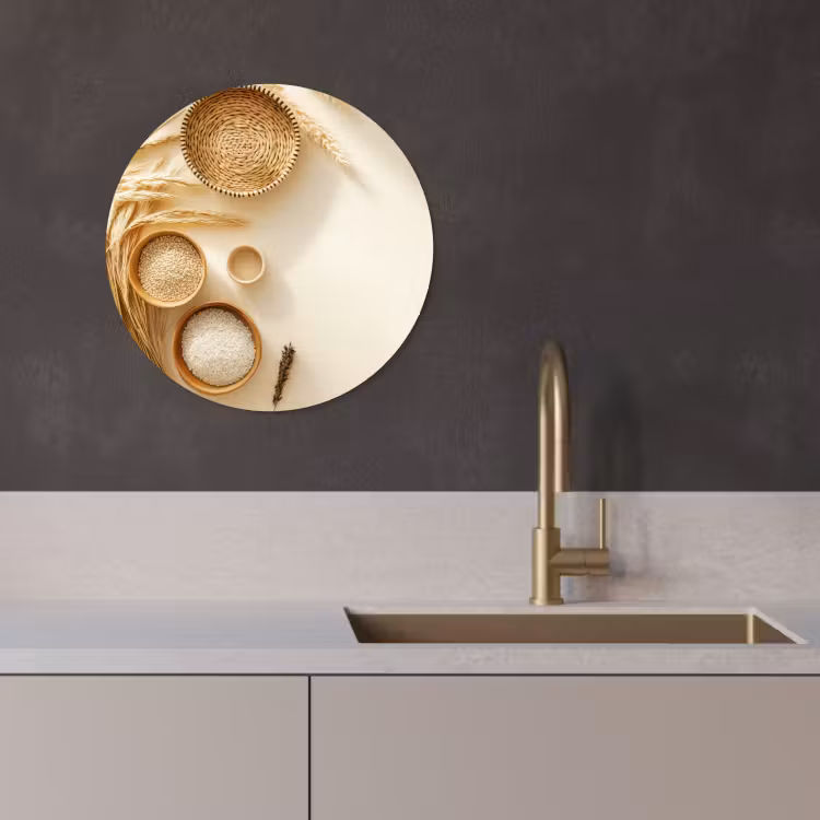 Muurcirkel - Granen - Hout - Kom - Beige — 2