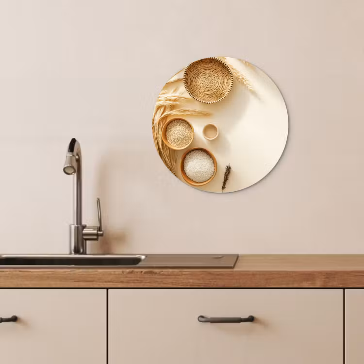 Muurcirkel - Granen - Hout - Kom - Beige — 3