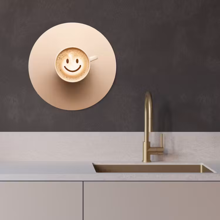 Muurcirkel - Koffie - Melkschuim - Lach - Beige — 1
