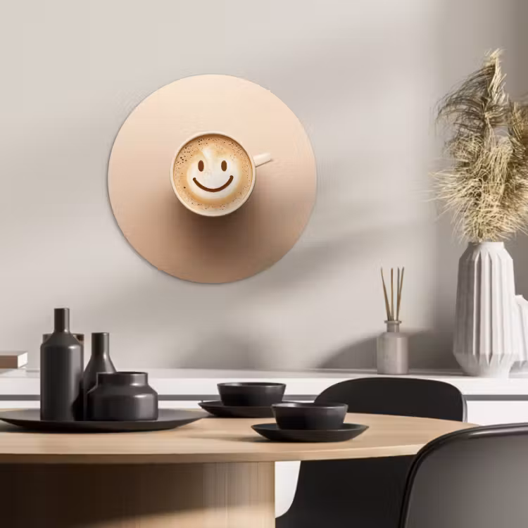 Muurcirkel - Koffie - Melkschuim - Lach - Beige — 2