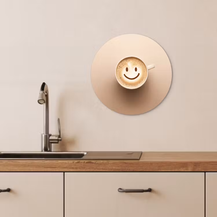 Muurcirkel - Koffie - Melkschuim - Lach - Beige — 4