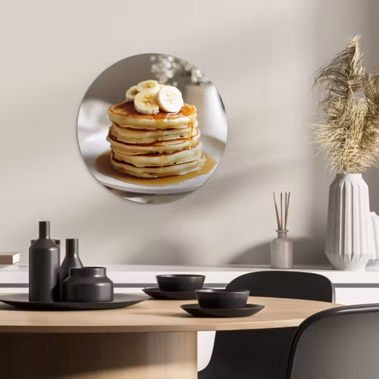 Muurcirkel - Pannenkoeken - Banaan - Siroop - Wit - Beige — 1