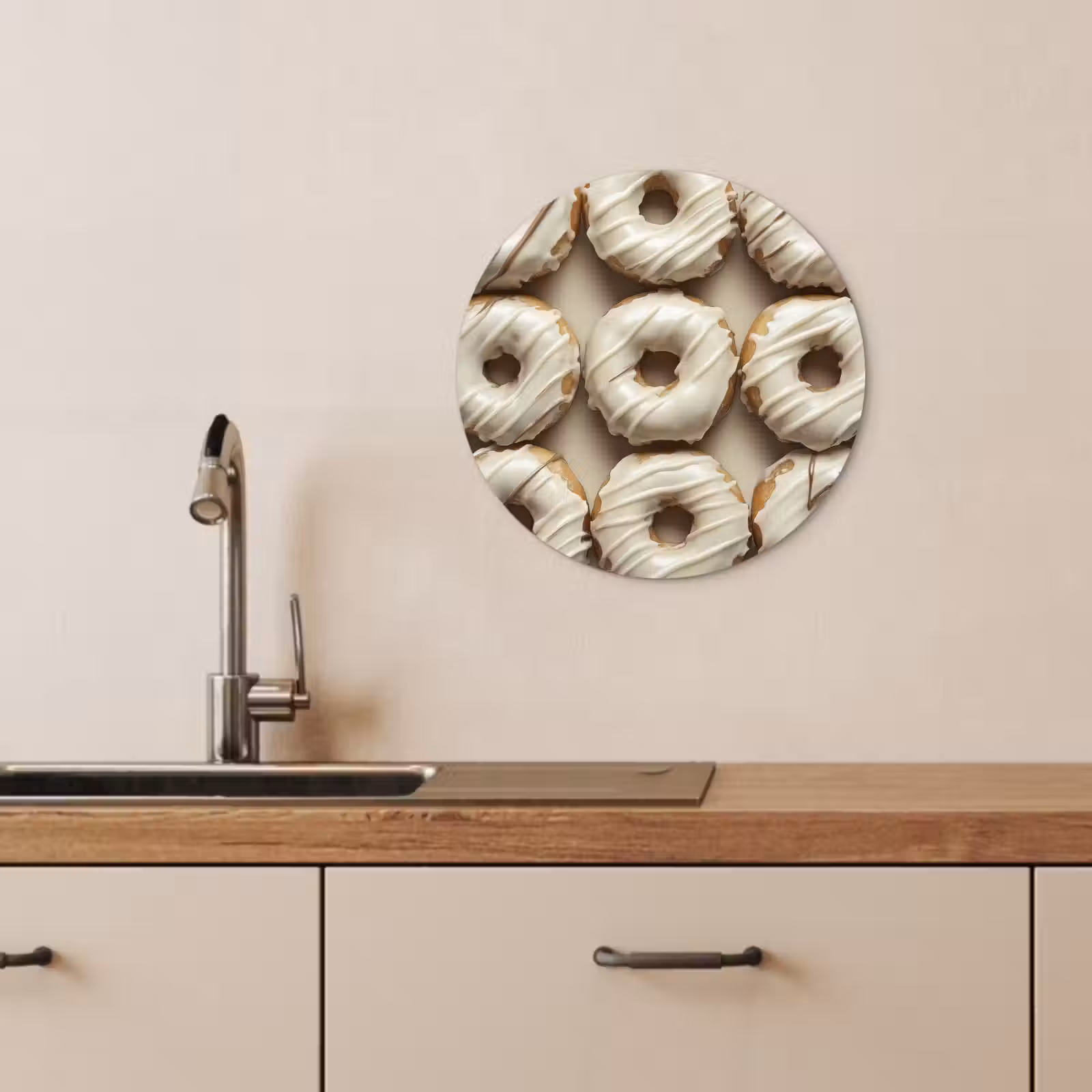 Muurcirkel - Donuts - Chocolade - Wit - Beige — 1