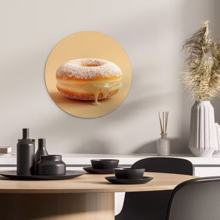 Muurcirkel - Donut - Romig - Poedersuiker - Beige — 1