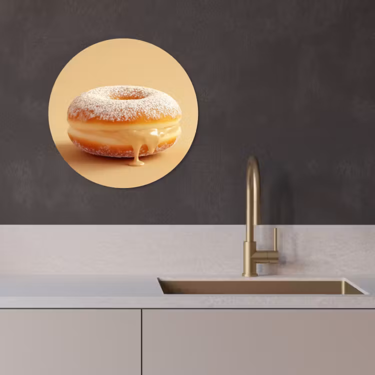Muurcirkel - Donut - Romig - Poedersuiker - Beige — 3