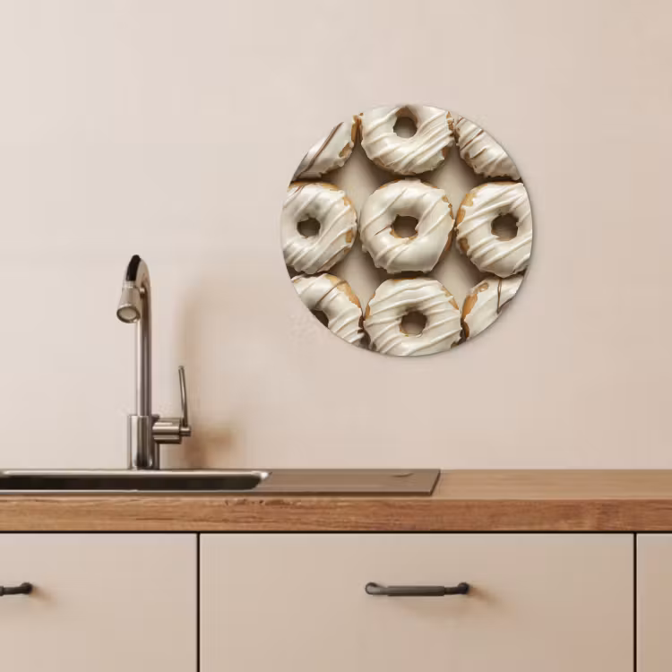 Muurcirkel - Donuts - Chocolade - Wit - Beige — 1