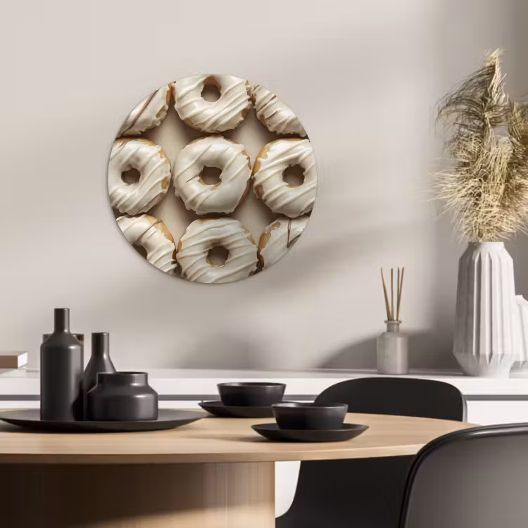Muurcirkel - Donuts - Chocolade - Wit - Beige — 2