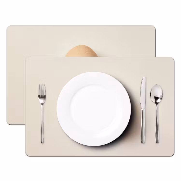 Placemat vinyl - Ei - Beige - Ovaal - Egaal — 2