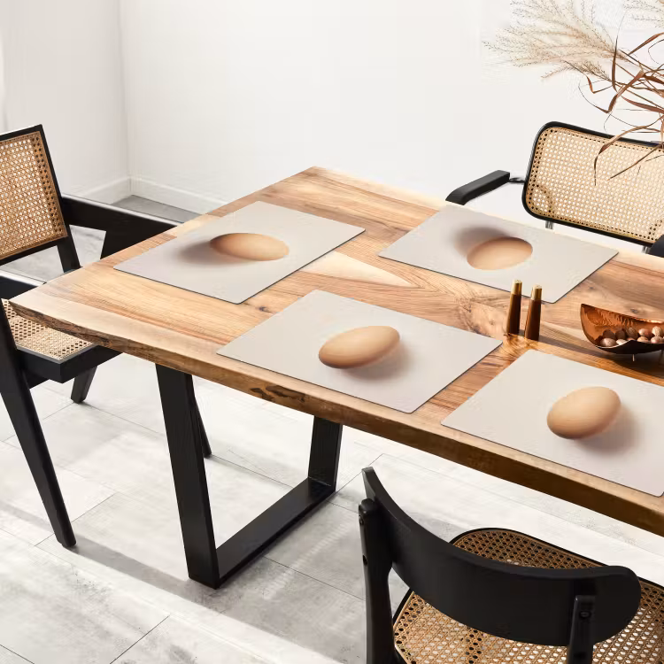 Placemat vinyl - Ei - Beige - Ovaal - Egaal — 4