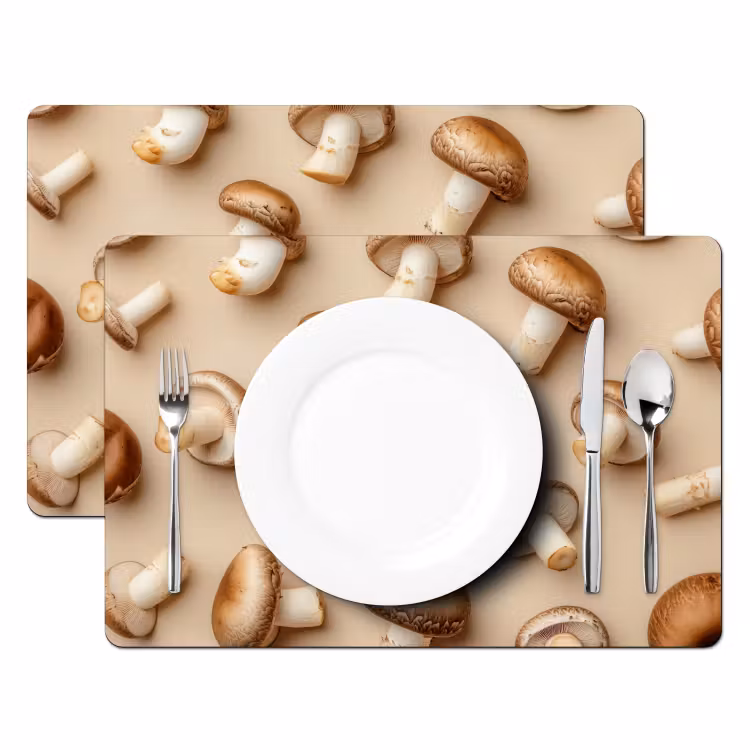 Placemat vinyl - Kastanje Champignons - Beige — 2