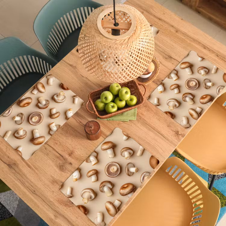 Placemat vinyl - Kastanje Champignons - Beige — 3