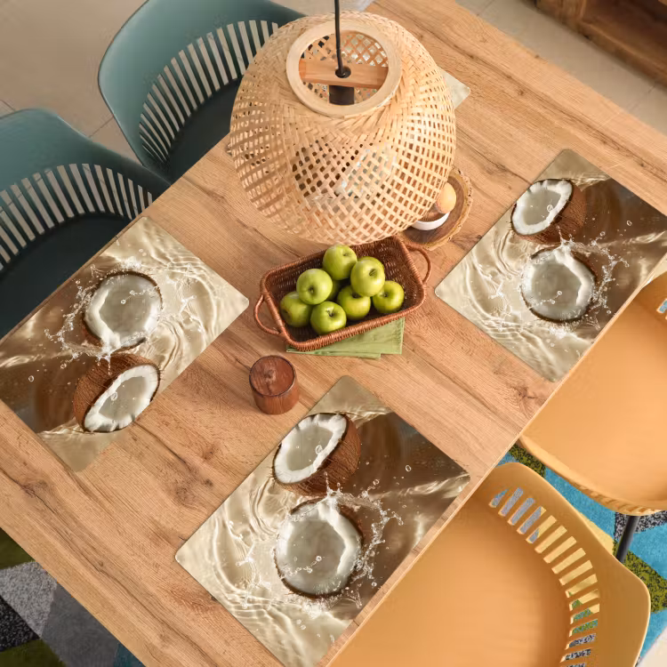Placemat vinyl - Kokosnoot - Water - Beige - Spetters — 3