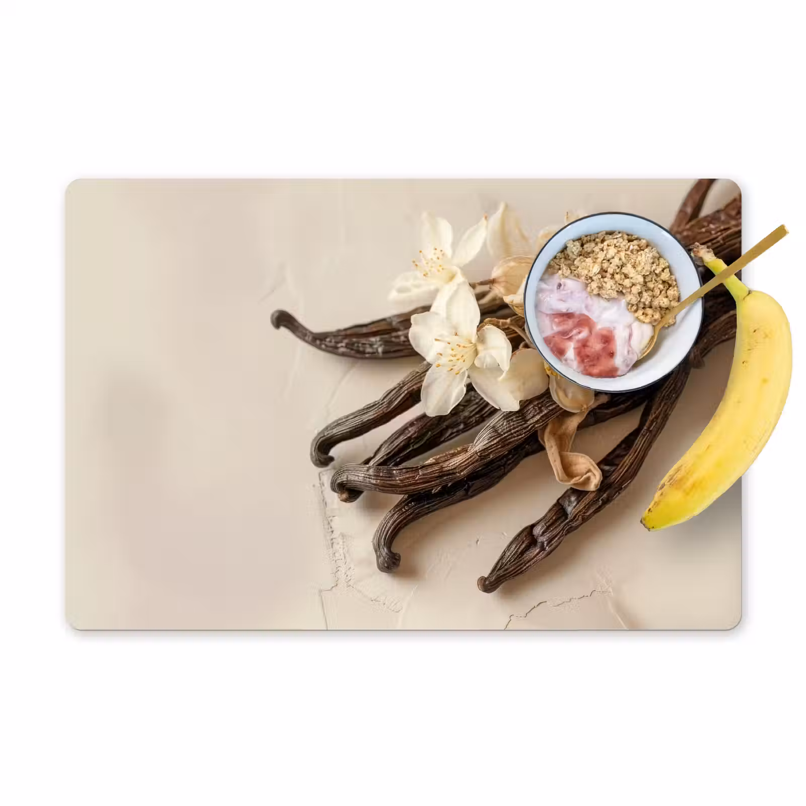 Placemat vinyl - Vanille - Bloemen - Beige — 1