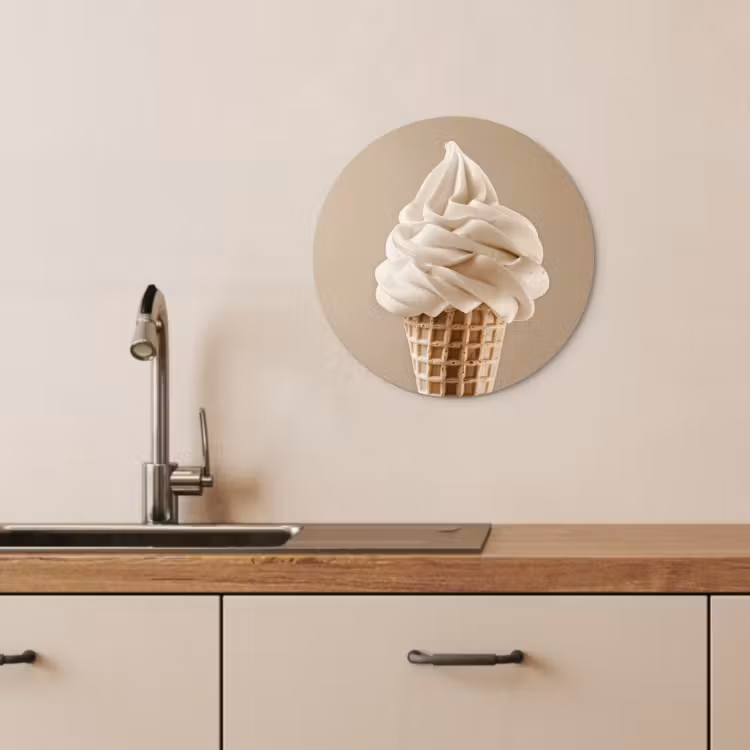 Muurcirkel - IJs - Softijs - Romig - Hoorntje - Beige — 1