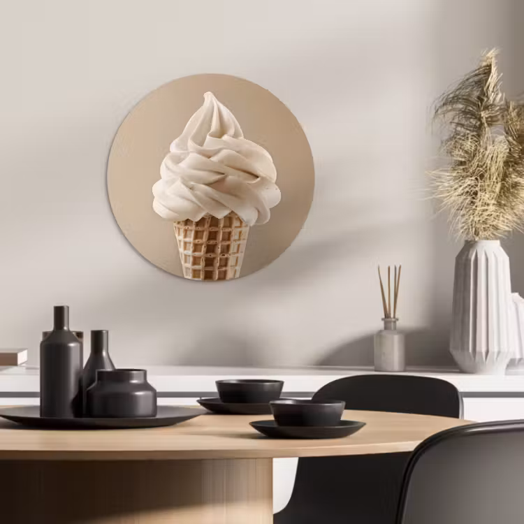 Muurcirkel - IJs - Softijs - Romig - Hoorntje - Beige — 2
