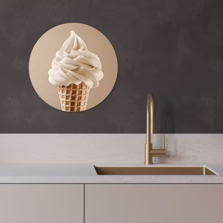 Muurcirkel - IJs - Softijs - Romig - Hoorntje - Beige — 3