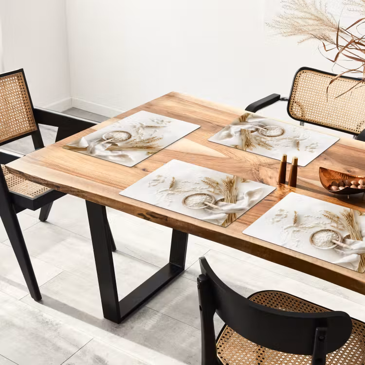 Placemat vinyl - Bloem - Hout - Tarwe — 4