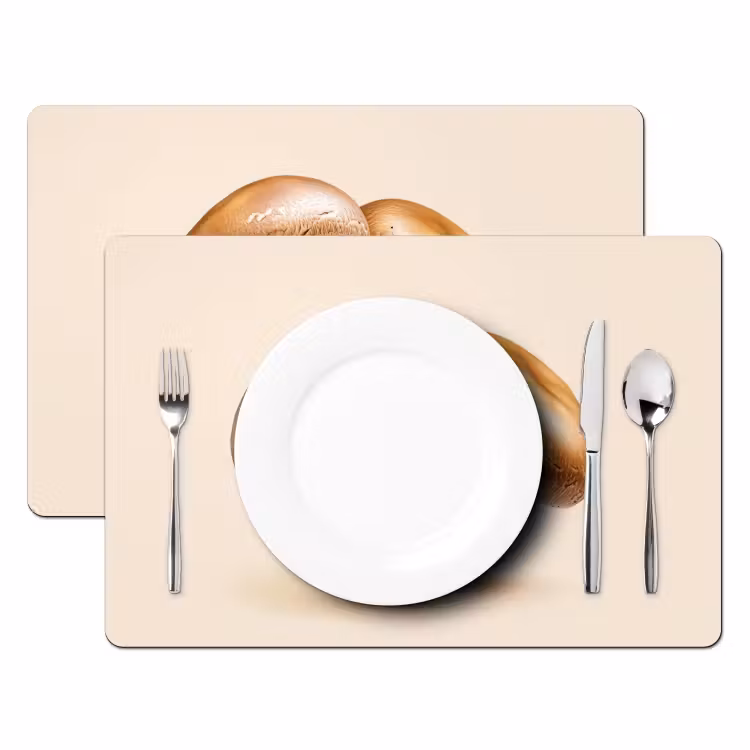 Placemat vinyl - Champignons - Zacht - Beige — 2