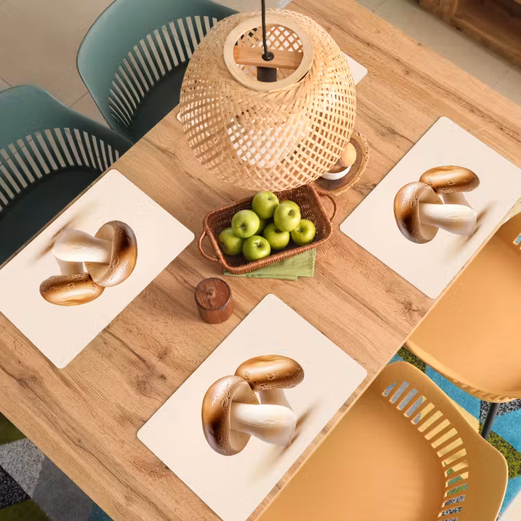 Placemat vinyl - Champignons - Zacht - Beige — 3