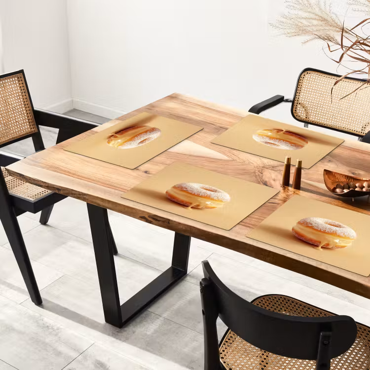Placemat vinyl - Donut - Romig - Poedersuiker - Beige — 4