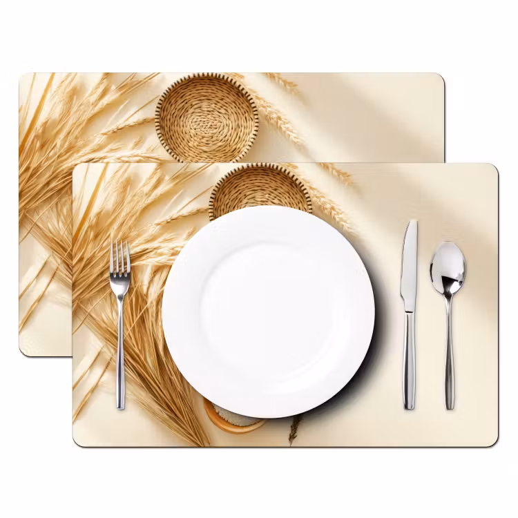Placemat vinyl - Granen - Hout - Kom - Beige — 2