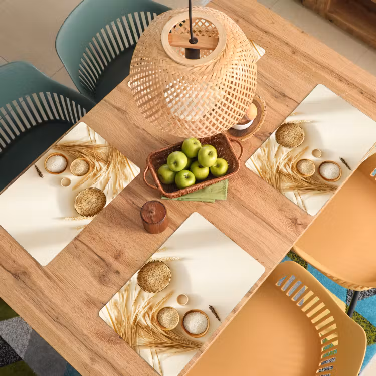 Placemat vinyl - Granen - Hout - Kom - Beige — 3