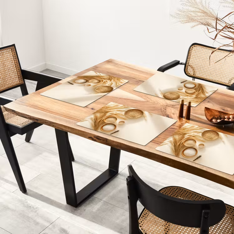Placemat vinyl - Granen - Hout - Kom - Beige — 4