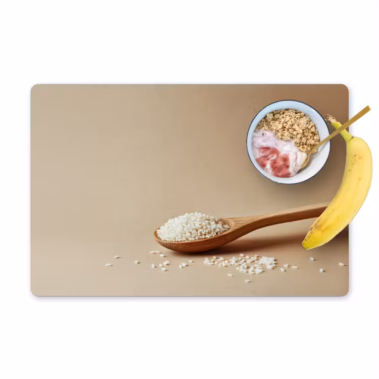 Placemat vinyl - Lepel - Rijst - Hout - Beige — 1