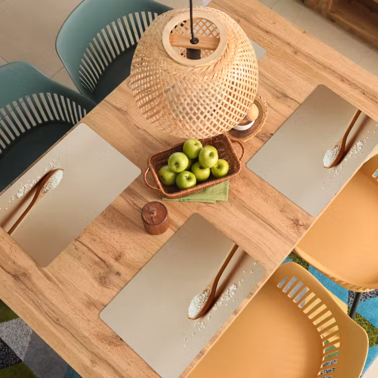 Placemat vinyl - Lepel - Rijst - Hout - Beige — 3